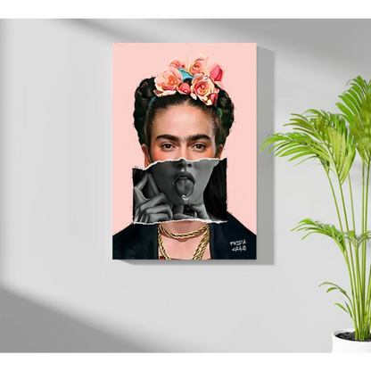 Frida Kahlo floral crown canvas print set of 4 wall art