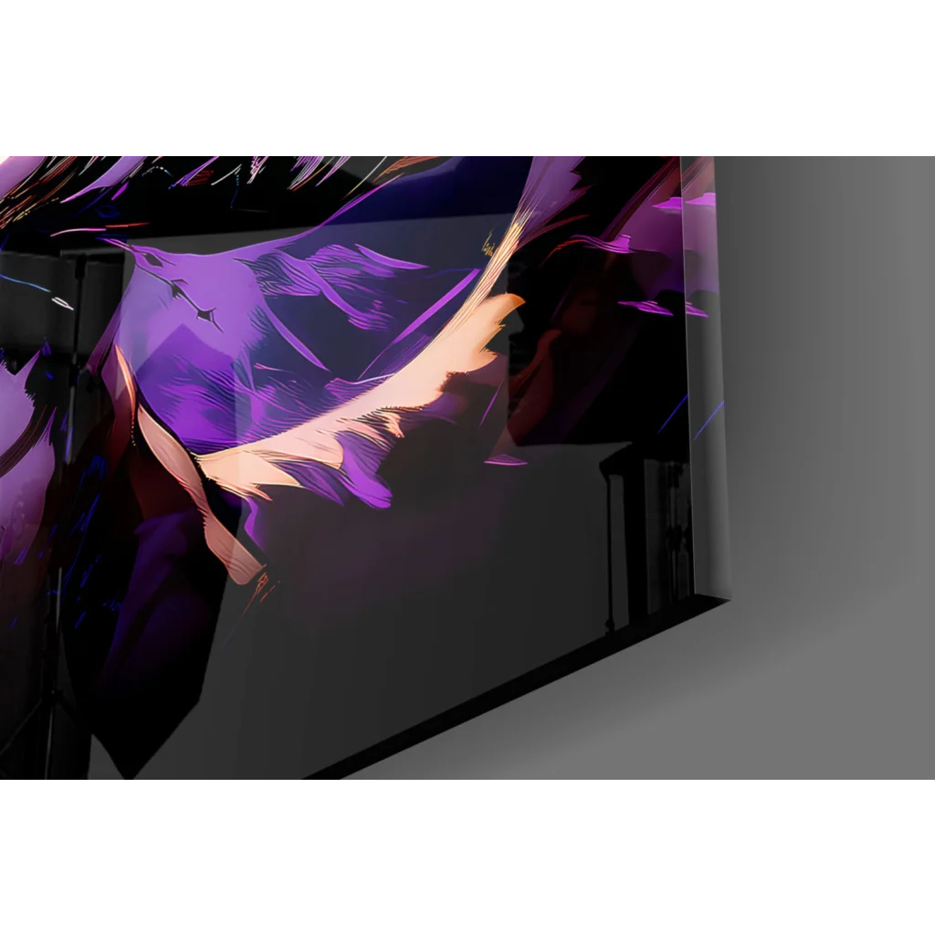 Frieza Dragon Ball Z purple energy glow on sleek TV glass wall art