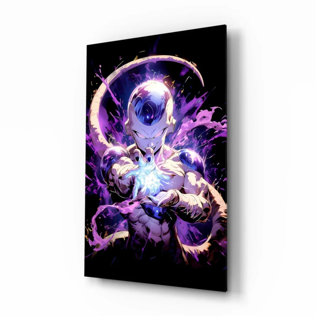 Frieza Dragon Ball Z Purple Energy Glow Glass Wall Art | Insigneart USA | vintageantiquesgifts.com