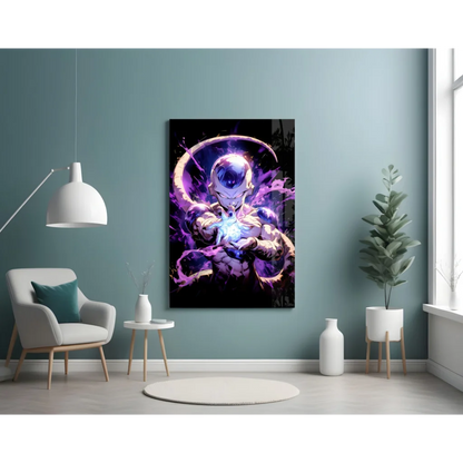 Frieza Dragon Ball Z Purple Energy Glow Glass Wall Art | Contemporary Home Wall Art | vintageantiquesgifts.com