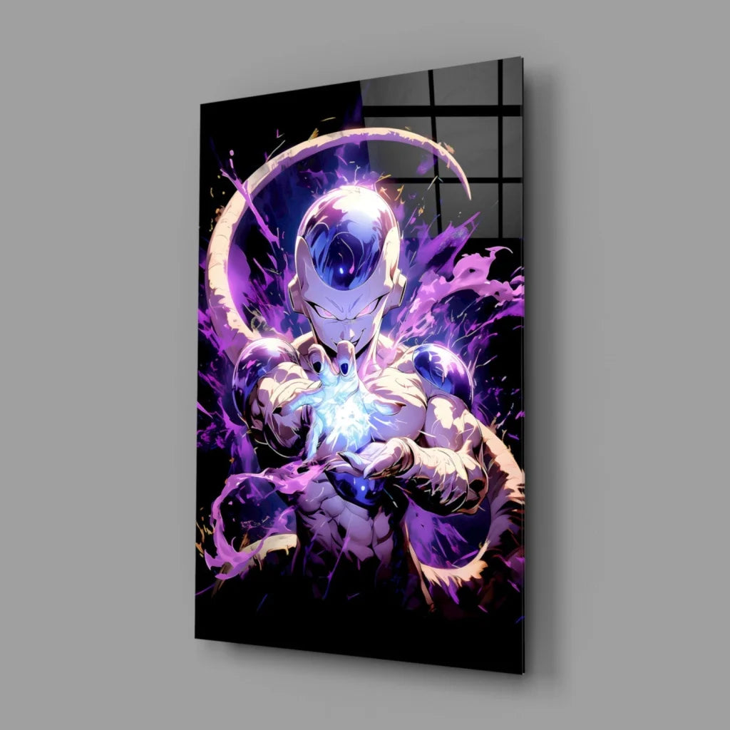 Frieza Dragon Ball Z Purple Energy Glow Glass Wall Art | Glass Wall Art Print | vintageantiquesgifts.com