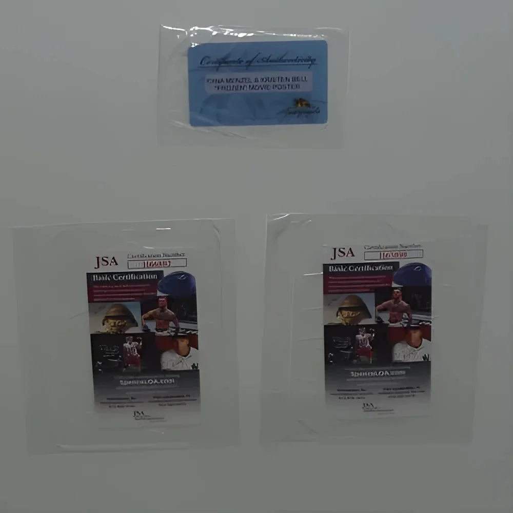 Signed Frozen movie poster by Idina Menzel and Kristen Bell with JSA authenticated baseball card set