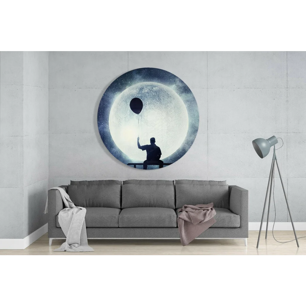 Moonlit Dreamer Tempered Glass Art with Starry Night Sky | Glass Wall Art Print | vintageantiquesgifts.com