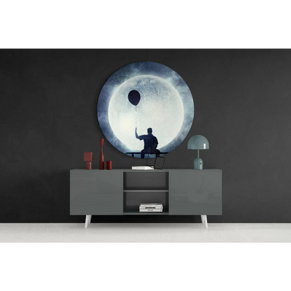 Moonlit Dreamer Tempered Glass Art with Starry Night Sky | Contemporary Home Wall Art | vintageantiquesgifts.com