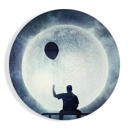 Moonlit Dreamer Tempered Glass Art with Starry Night Sky | Insigneart USA | vintageantiquesgifts.com