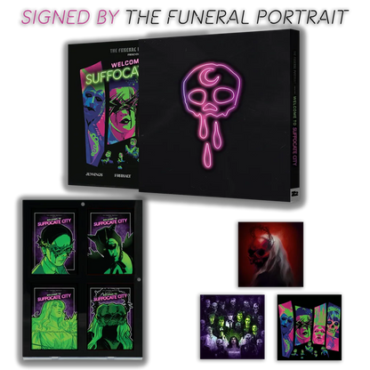 Leah Moore limited edition funeral portrait neon skull with pink dripping lights