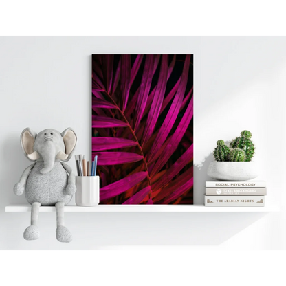 Vibrant magenta palm leaf on Insigne aluminum print