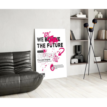 White Bold Pink Graffiti Future Wall Art Canvas Poster