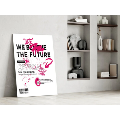 Bold Pink Graffiti Future wall art poster with splattered paint accents