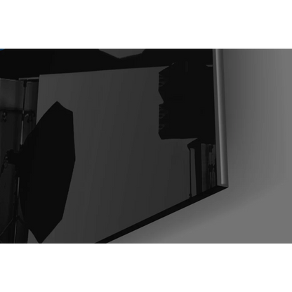 Black octagonal softbox lighting glass wall art studio setup