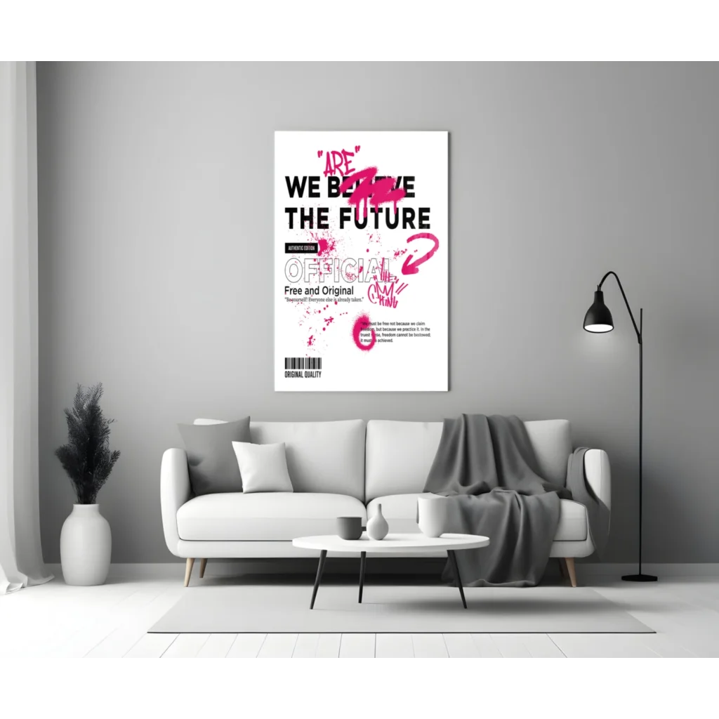 Bold Pink Graffiti Future Wall Art Canvas Poster | Modern Wall Art Decor | vintageantiquesgifts.com