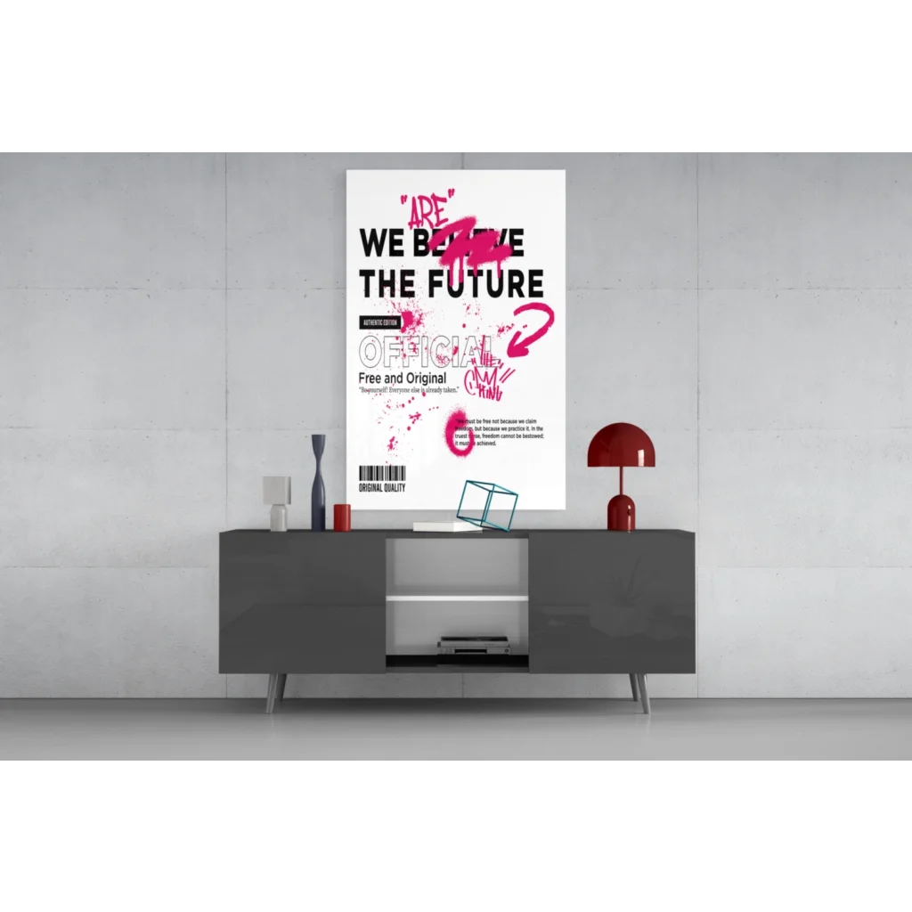 Bold Pink Graffiti Future wall art poster on white background