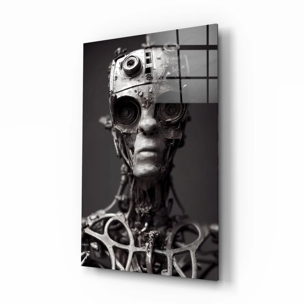 Steampunk Robot Head Glass Wall Art Canvas Print | Insigneart USA | vintageantiquesgifts.com