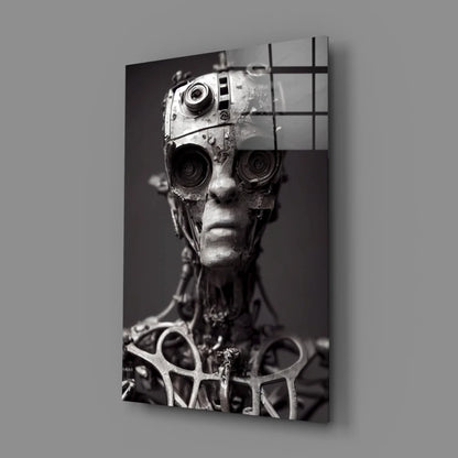 Steampunk Robot Head Glass Wall Art Canvas Print | Glass Wall Art Print | vintageantiquesgifts.com