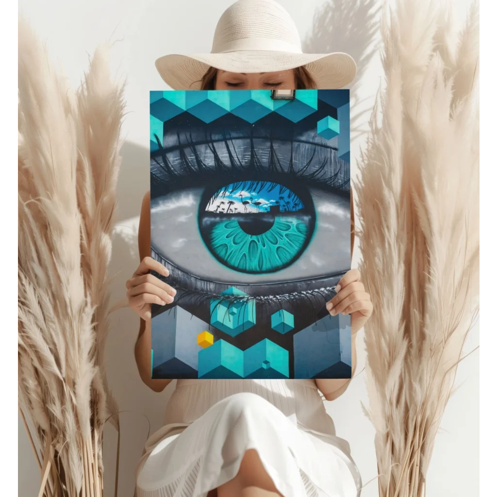 Geometric Eye Insigne Aluminum Prints Transform Your Space | Contemporary Home Wall Art | vintageantiquesgifts.com