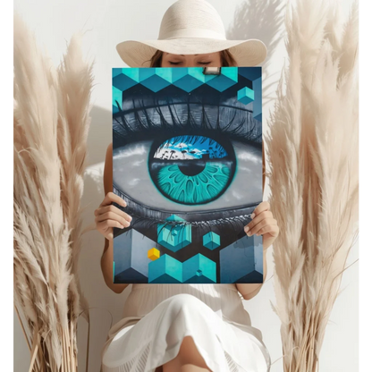 Geometric Eye Insigne Aluminum Prints Transform Your Space | Contemporary Home Wall Art | vintageantiquesgifts.com