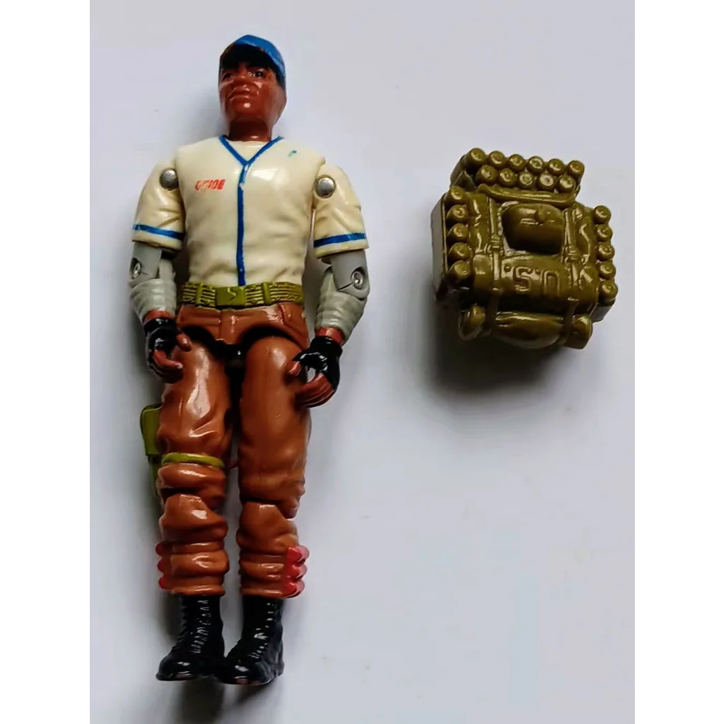 Vintage 1988 GI Joe action figure Hardball in brown white outfit blue helmet
