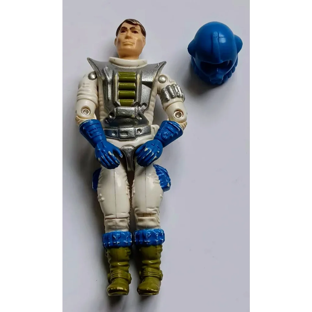 Vintage GI Joe action figure in blue silver spacesuit with helmet
