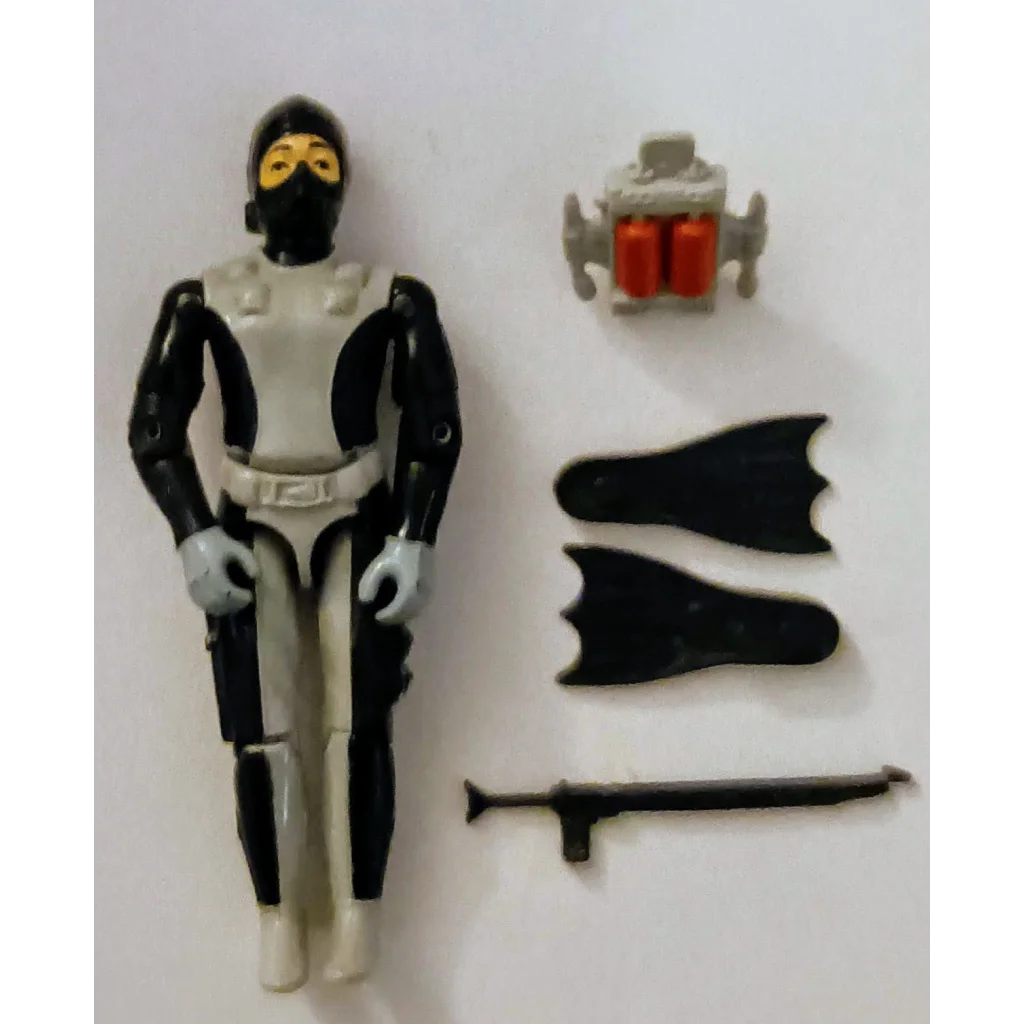 Vintage 1983 GI Joe action figure Torpedo SEAL in black and white with yellow mask