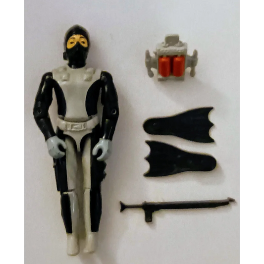 Vintage 1983 GI Joe action figure Torpedo SEAL in black and white with yellow mask