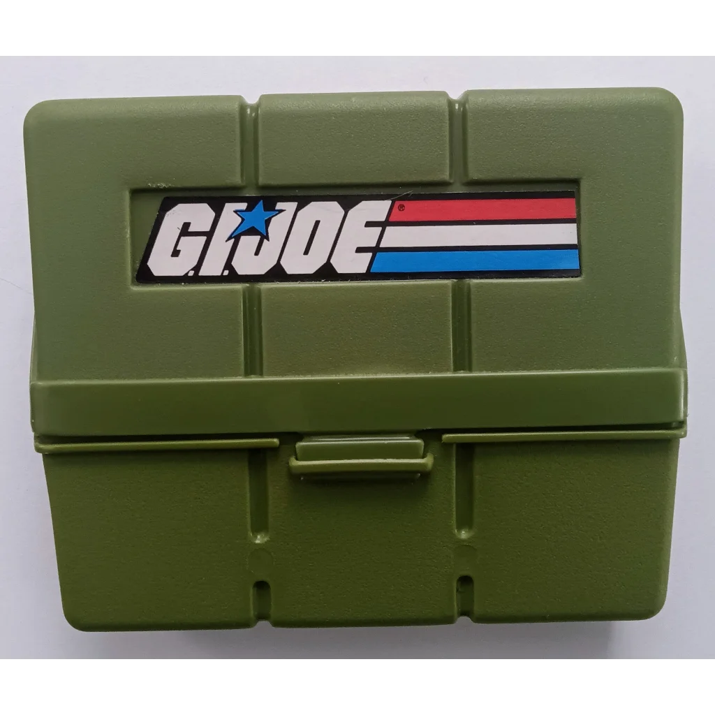 Olive green GI Joe in 1983 pocket patrol pack figure case ready for action