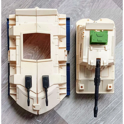 Beige and green Dominator Tank G.I. Joe vehicle with black details, 1987 Hasbro model