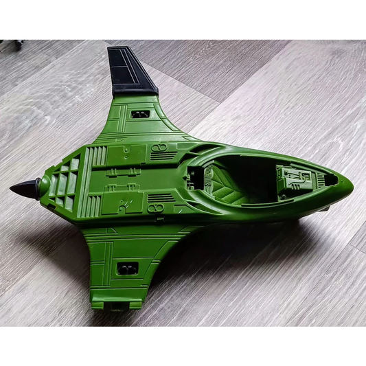 Green G.I. Joe vehicle action figure toy with angular Mudfighter design
