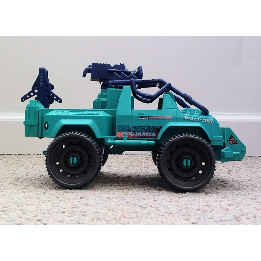 Vintage 1993 GI Joe Vehicle Mudbuster teal black toy with rugged design large wheels mounted weapon