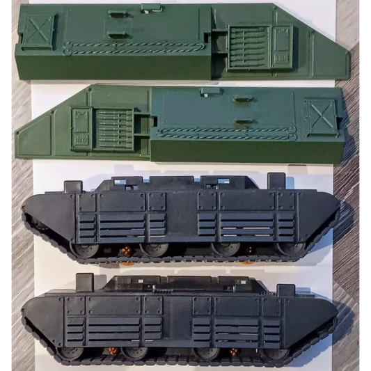 Black GI Joe vehicle with green camo tank top and tracks for Fort America parts