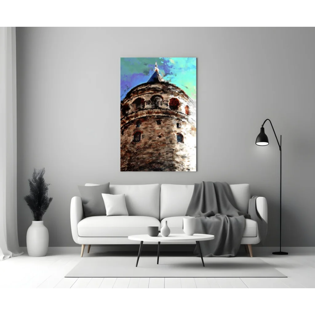 Galata Tower Canvas Wall Art in Vibrant Watercolor Style | Modern Wall Art Decor | vintageantiquesgifts.com