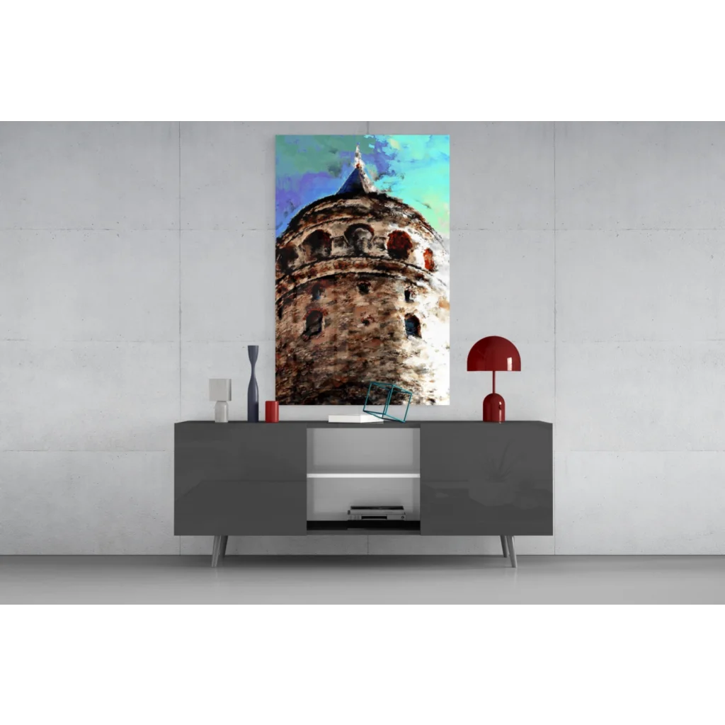 Vibrant watercolor Galata Tower canvas wall art print