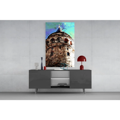 Vibrant watercolor Galata Tower canvas wall art print