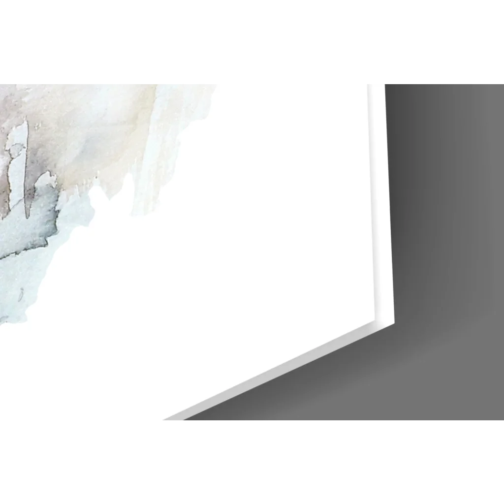 Modern abstract watercolor glass wall art print in beige, gray, white hues