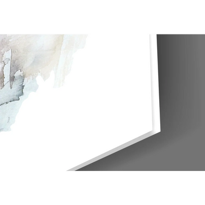 Modern abstract watercolor glass wall art print in beige, gray, white hues