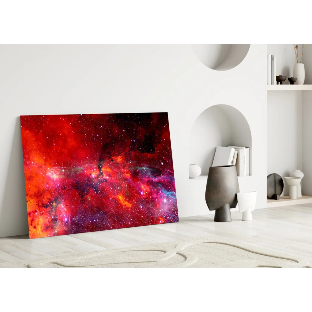 Stunning Cosmic Nebula Glass Wall Art with Sparkling Stars | Modern Wall Art Decor | vintageantiquesgifts.com