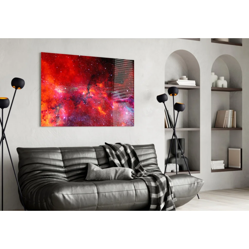 Stunning Cosmic Nebula Glass Wall Art with Sparkling Stars | Contemporary Home Wall Art | vintageantiquesgifts.com