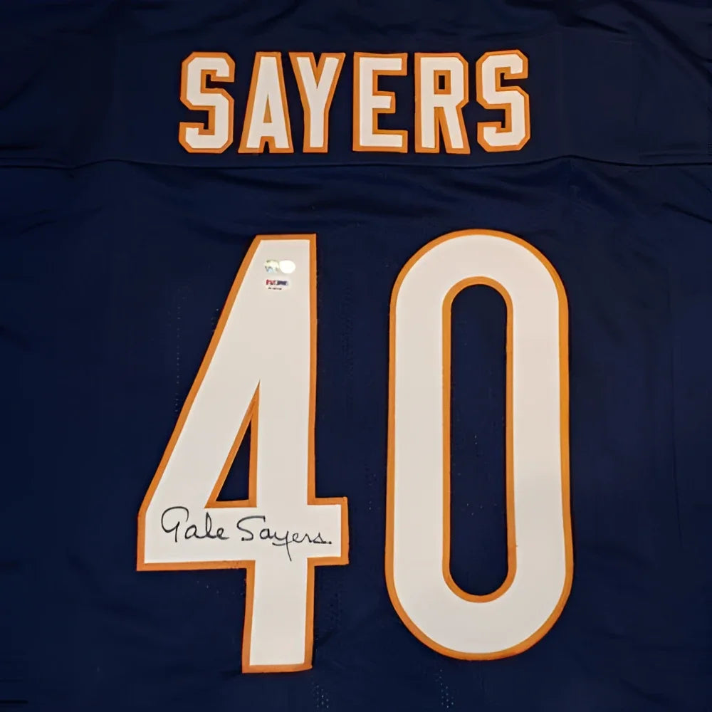 Gale Sayers signed Chicago Bears custom jersey blue #40 Sayers back