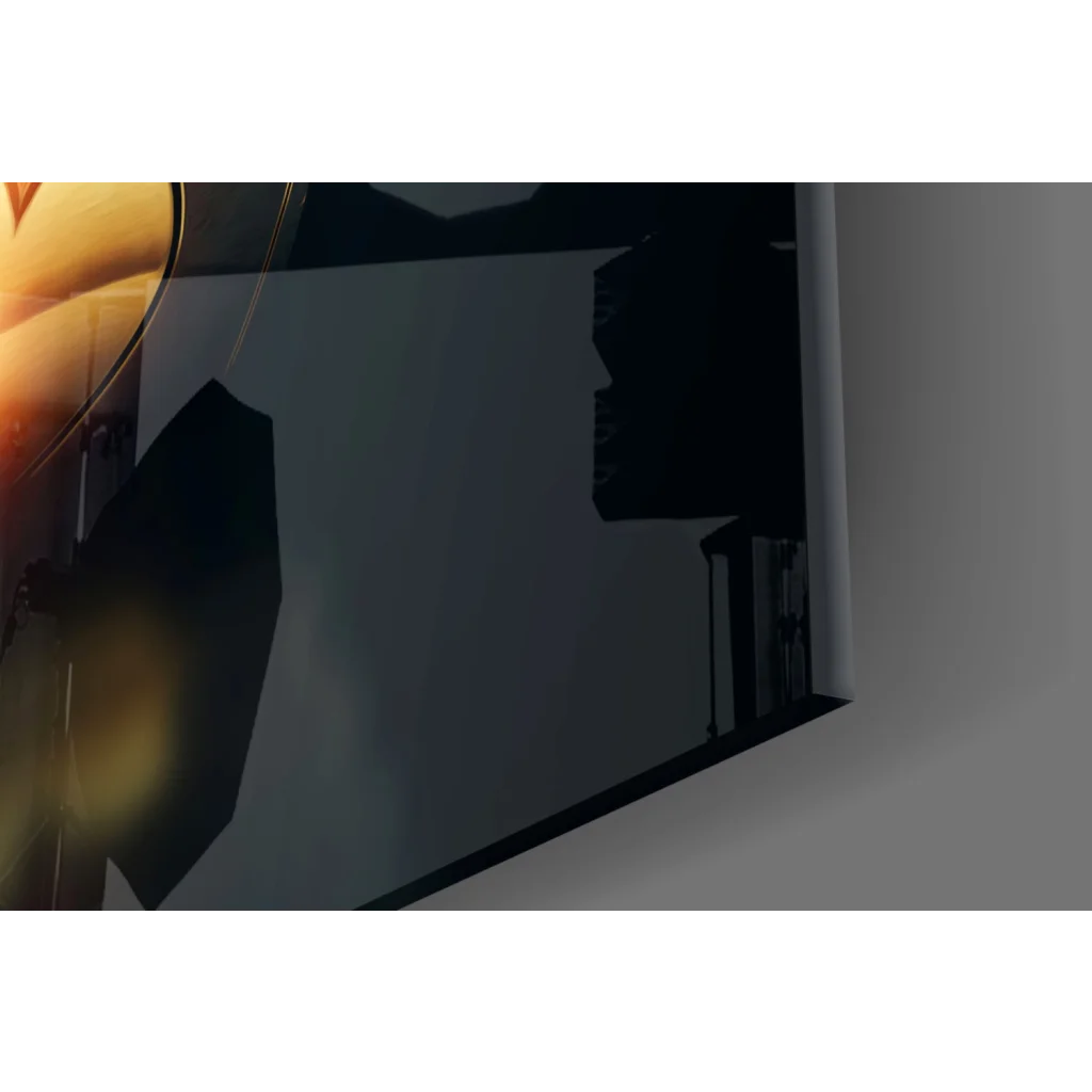 Black-framed TV screen with dark abstract glow on glossy Golden Casino canvas wall art