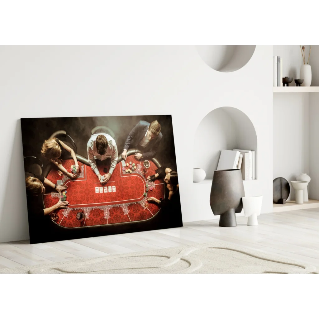 High Stakes Poker Glass Wall Art Canvas Print | Modern Wall Art Decor | vintageantiquesgifts.com