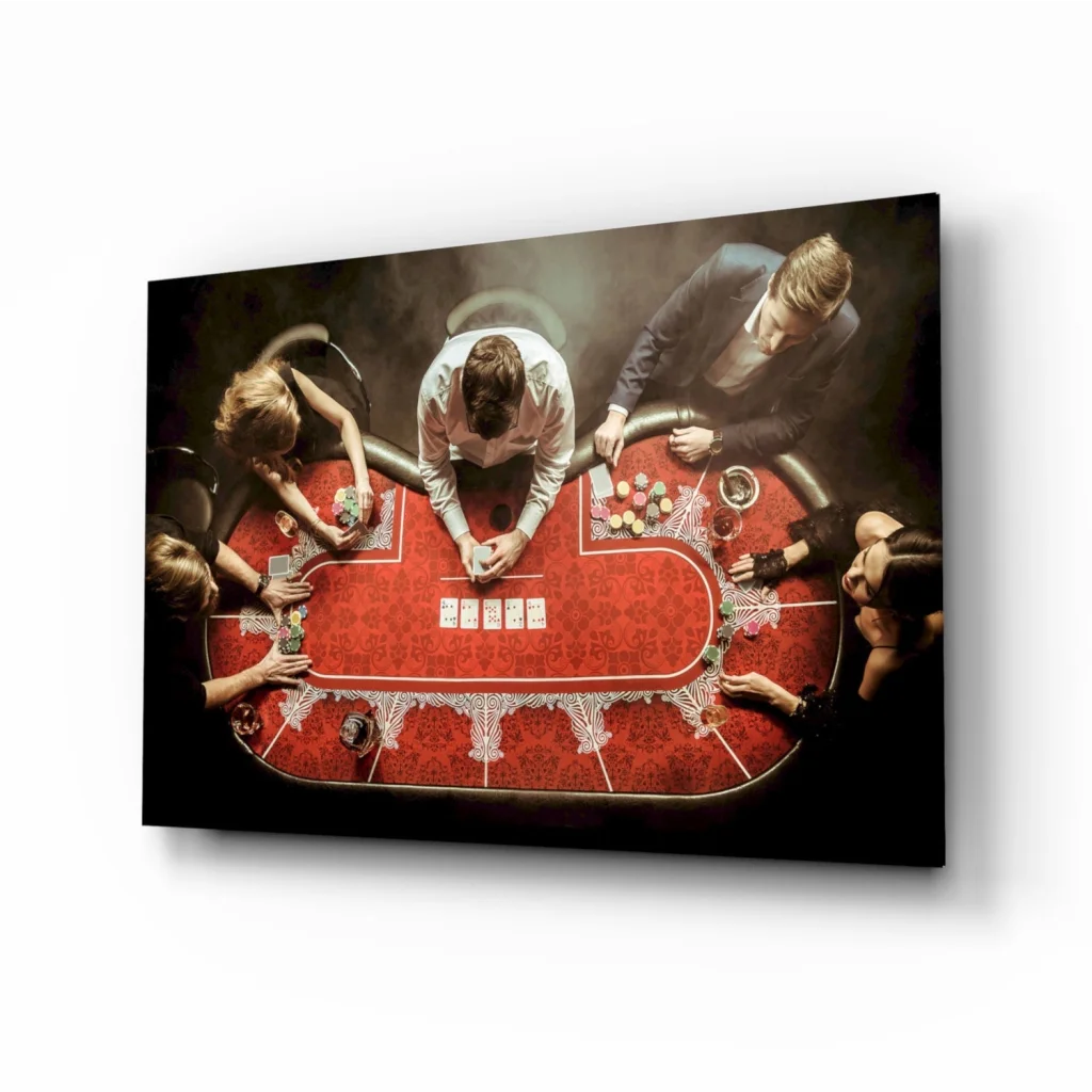 High Stakes Poker Glass Wall Art Canvas Print | Insigneart USA | vintageantiquesgifts.com