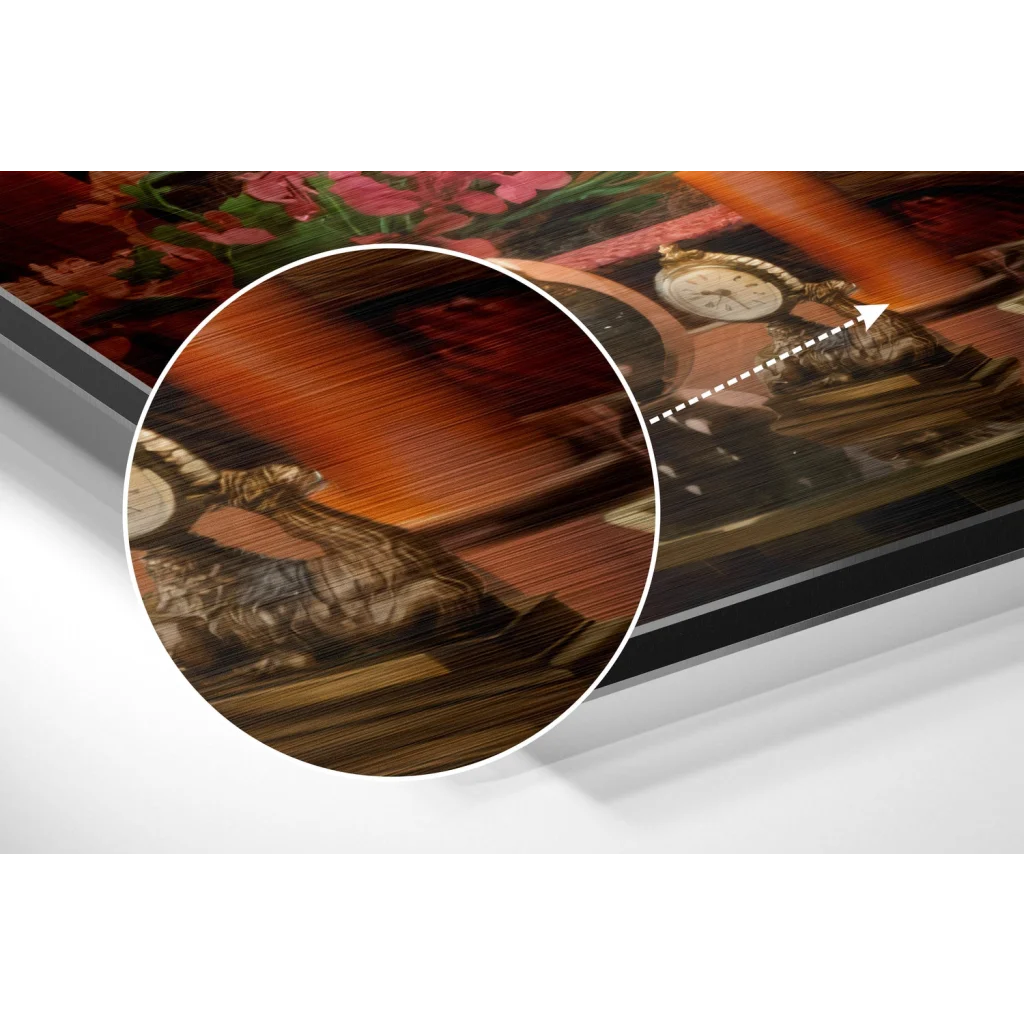 glass wall art Vintage clock art print on brushed aluminium dibond