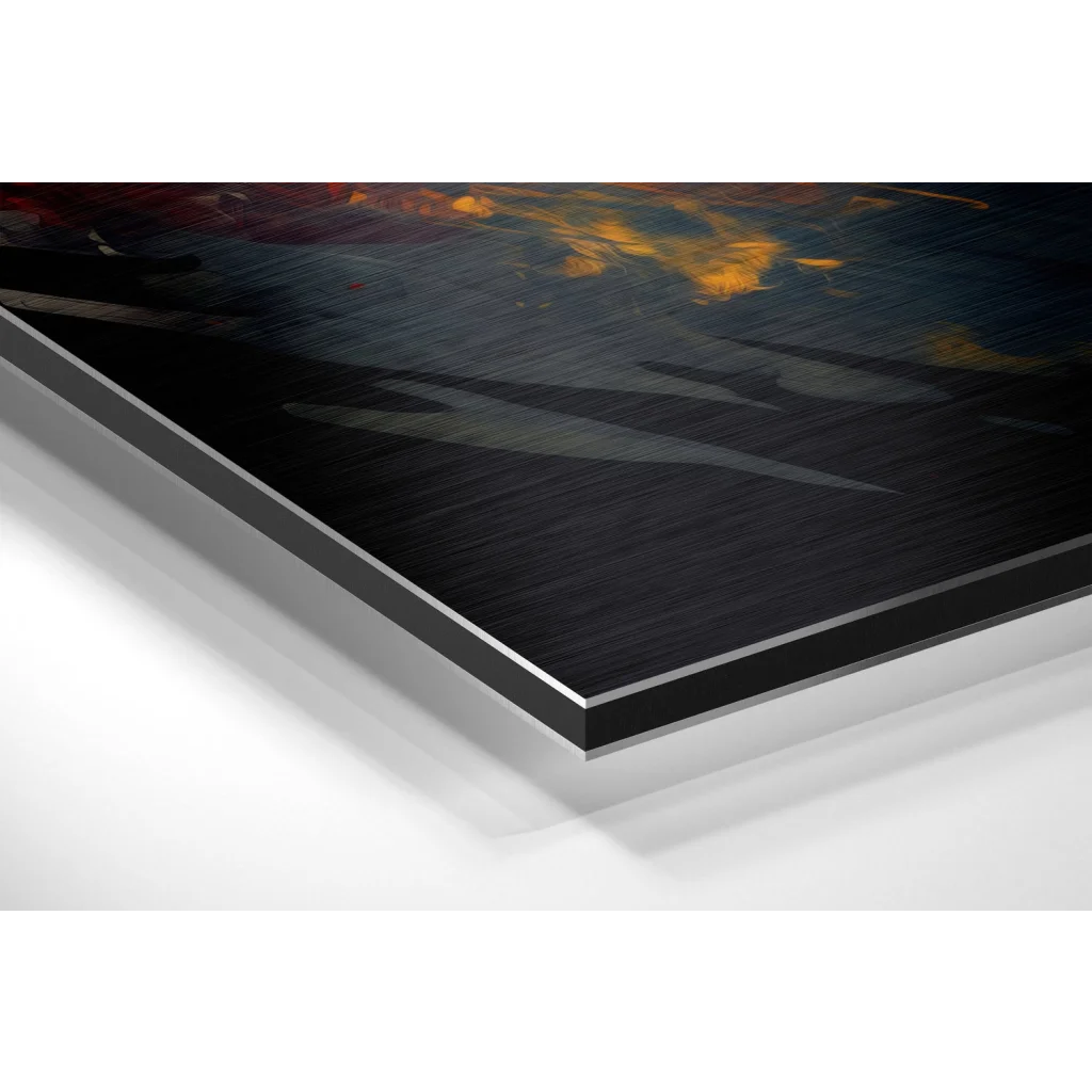 Glass Wall Art Game of Thrones abstract art print on brushed aluminium dibond with blue, orange, gray strokes
