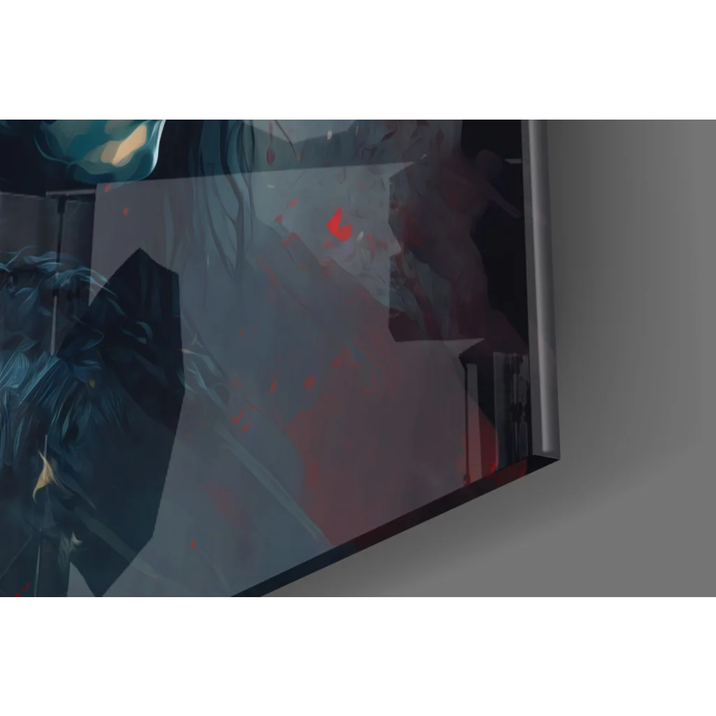 Game of Thrones glass wall art with epic three characters in blues and reds