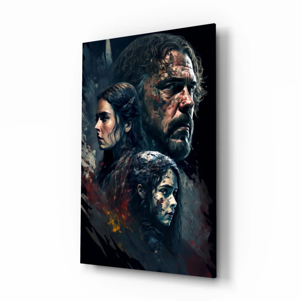 Game of Thrones epic canvas wall art with bearded man and two women