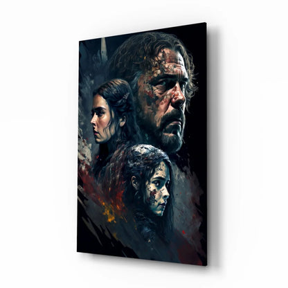 Game of Thrones epic canvas wall art with bearded man and two women