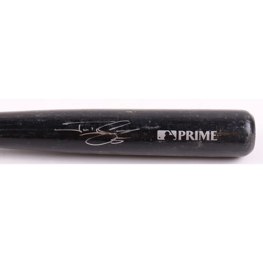 Black Louisville Slugger baseball bat signed by Jonny Gomes for collectors