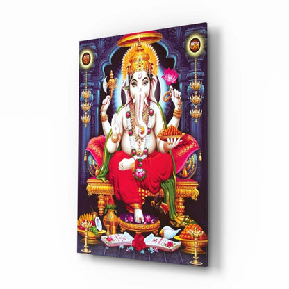 Ganesha Glass Wall Art in Vibrant Gold and Red | Insigneart USA | vintageantiquesgifts.com