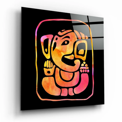 Ganesha Glass Wall Art with Bold Watercolor Design | Insigneart USA | vintageantiquesgifts.com