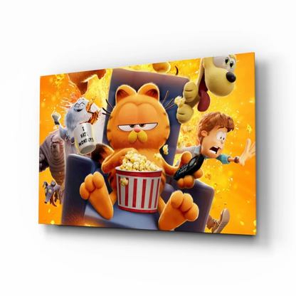 Garfield movie poster canvas wall art with lounging cat and popcorn