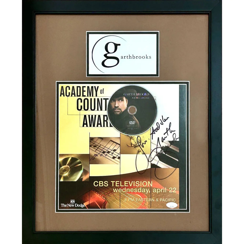 Garth Brooks signed deluxe framed piece with ACM awards CD cover